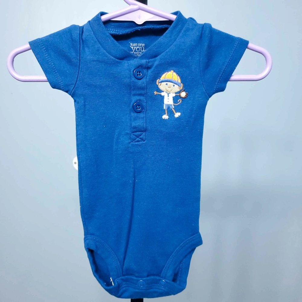4/$10 Carter's Just One You Blue Monkey Logo Graphic Onesie |Size: NB